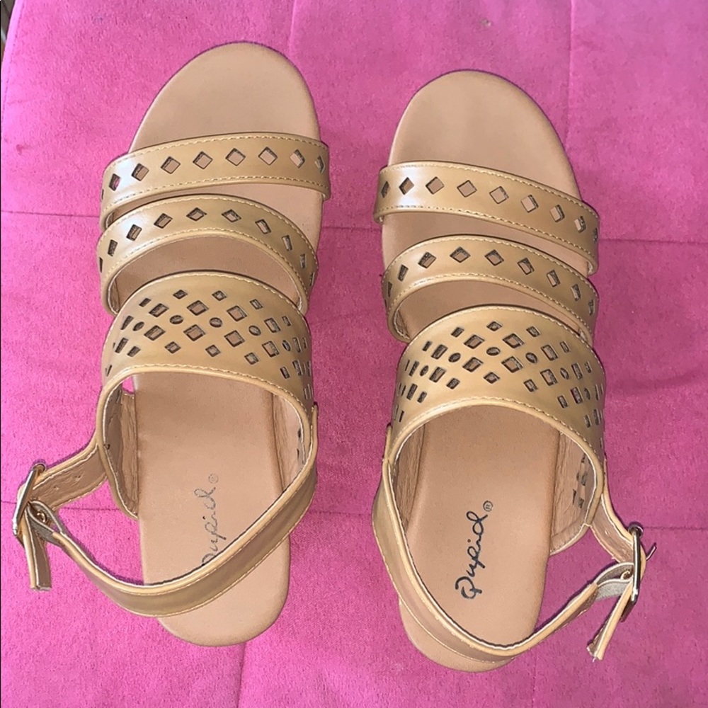 Tan platform sandals